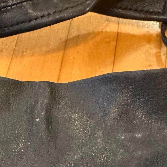 Michael Kors Black Leather Shoulder Purse with Gold Strap Links and Gold Pendant - Picture 12 of 16